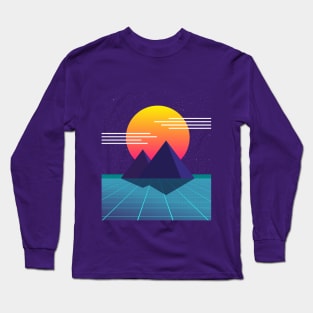 80s Sunset Nostalgic Computer Graphic Long Sleeve T-Shirt